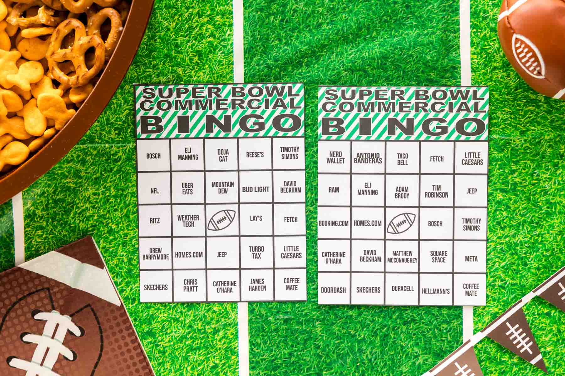 free 2026 super bowl commercial bingo cards - play party plan